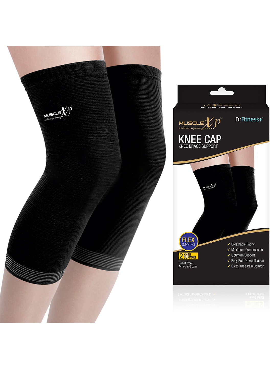 

MUSCLEXP Unisex Black Knee Cap