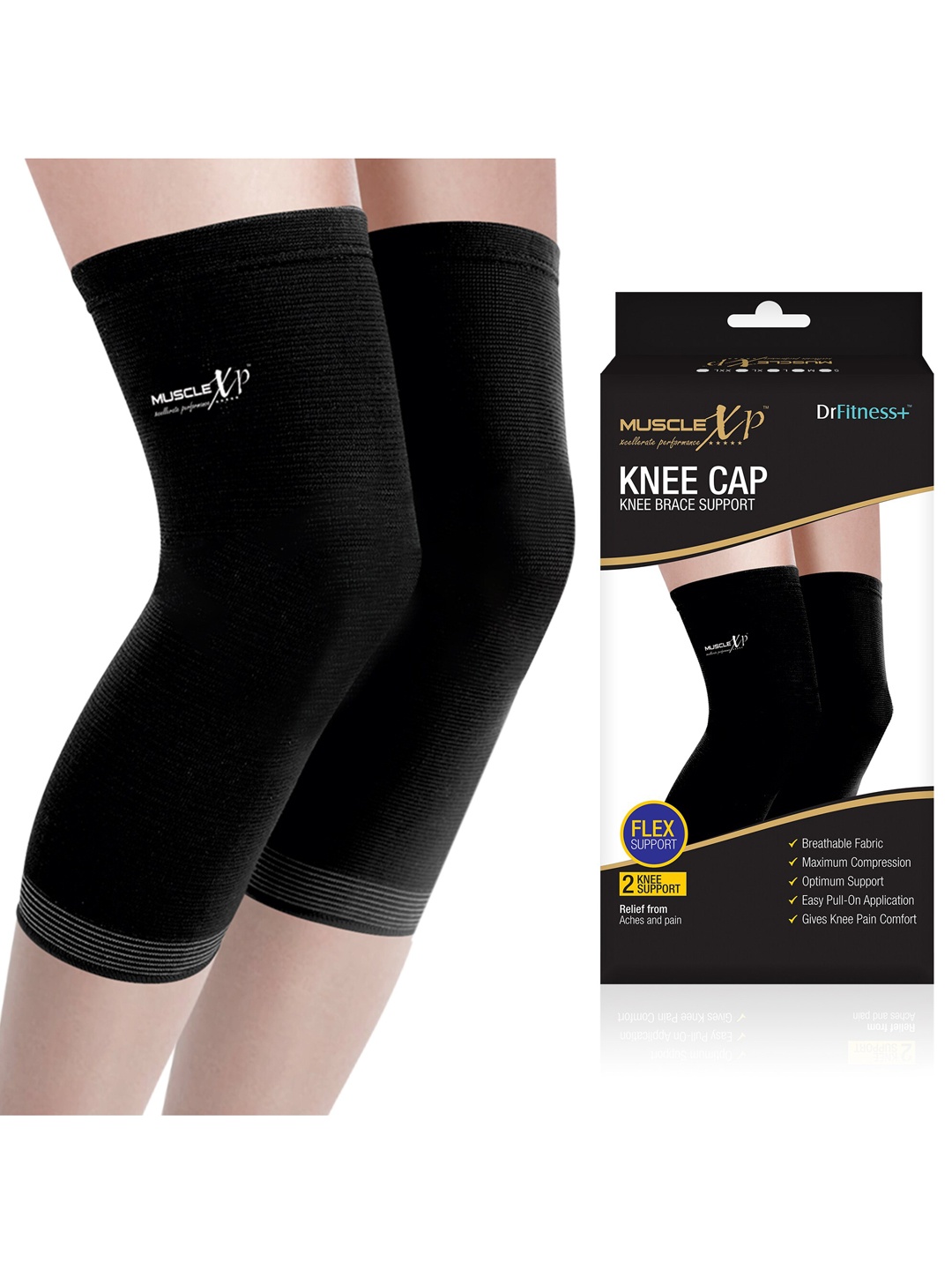 

MUSCLEXP Black Solid Knee Support Cap Sports Accessories