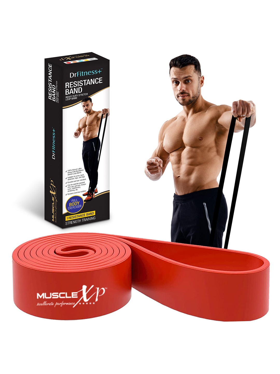 

MUSCLEXP Red Solid Resistance Loop Band
