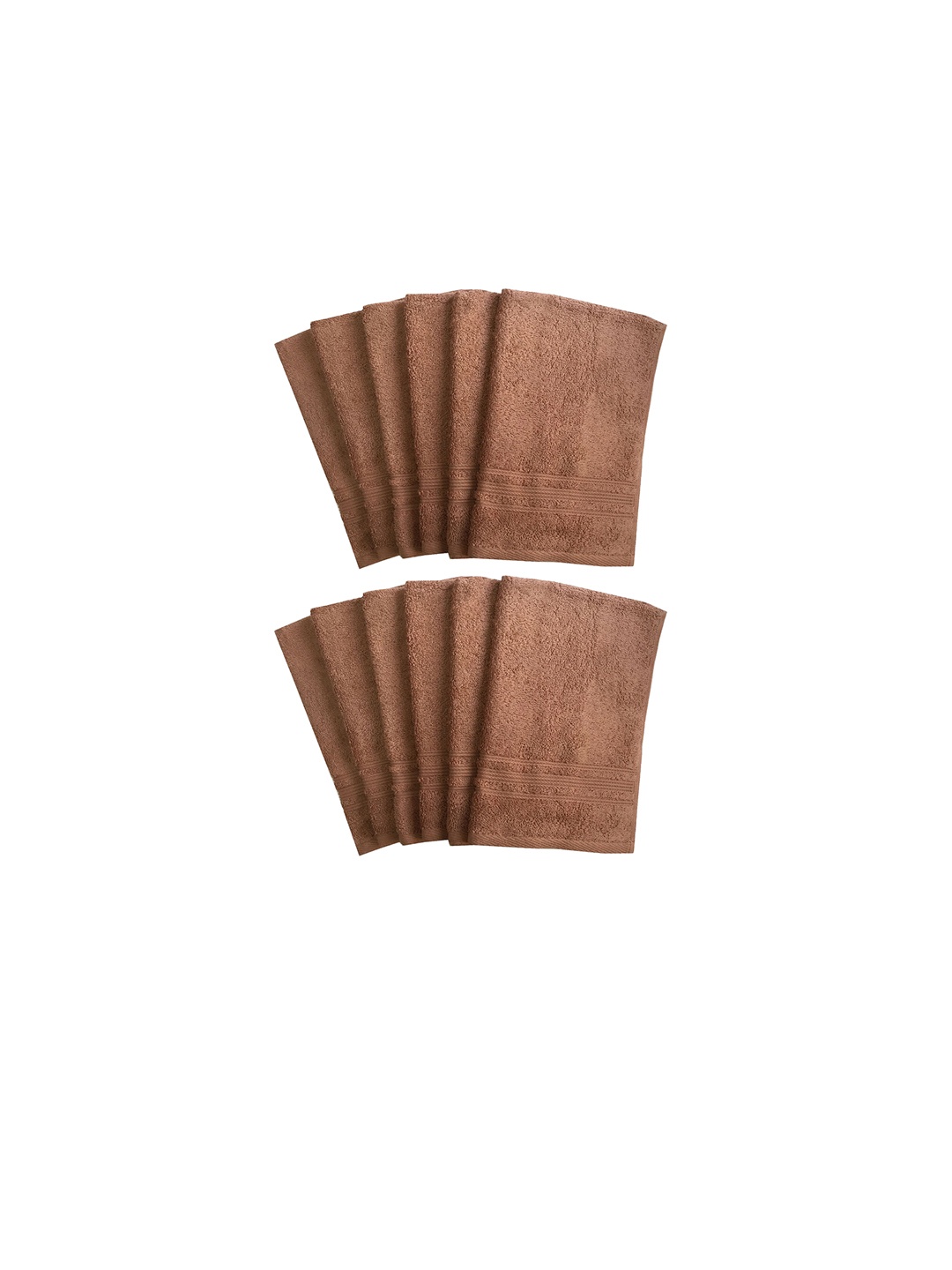 

Lushomes Set Of 12 Solid 450 GSM Hand Towels, Brown