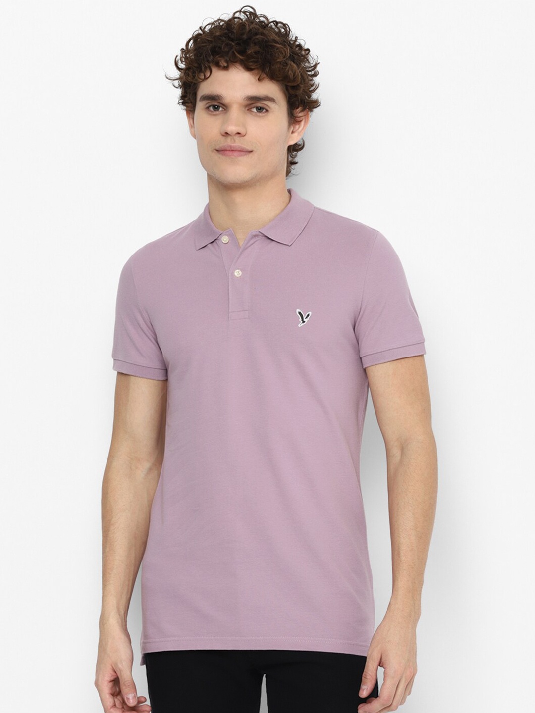 

AMERICAN EAGLE OUTFITTERS Men Purple Polo Collar Slim Fit T-shirt