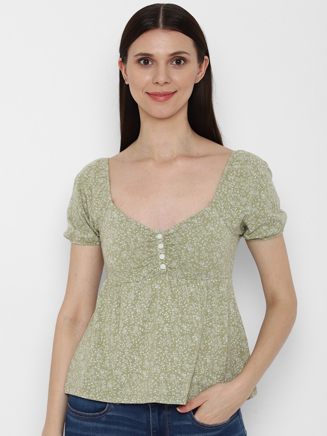 

AMERICAN EAGLE OUTFITTERS Women Green T-shirt
