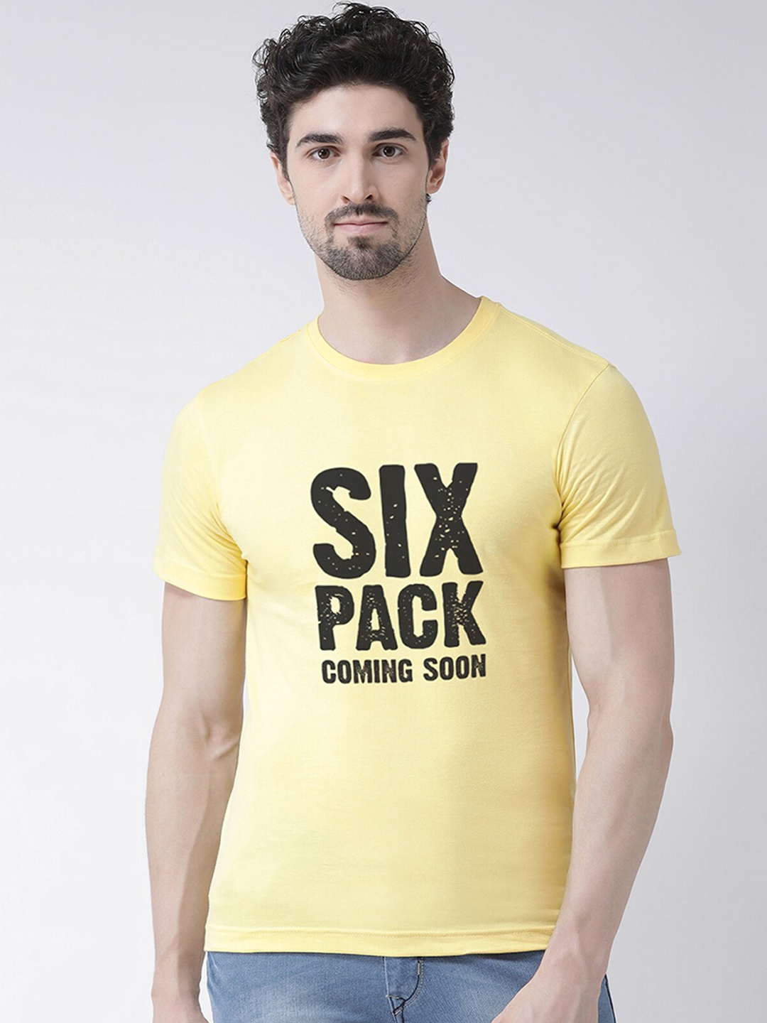 

Friskers Men Yellow Typography Printed Applique T-shirt