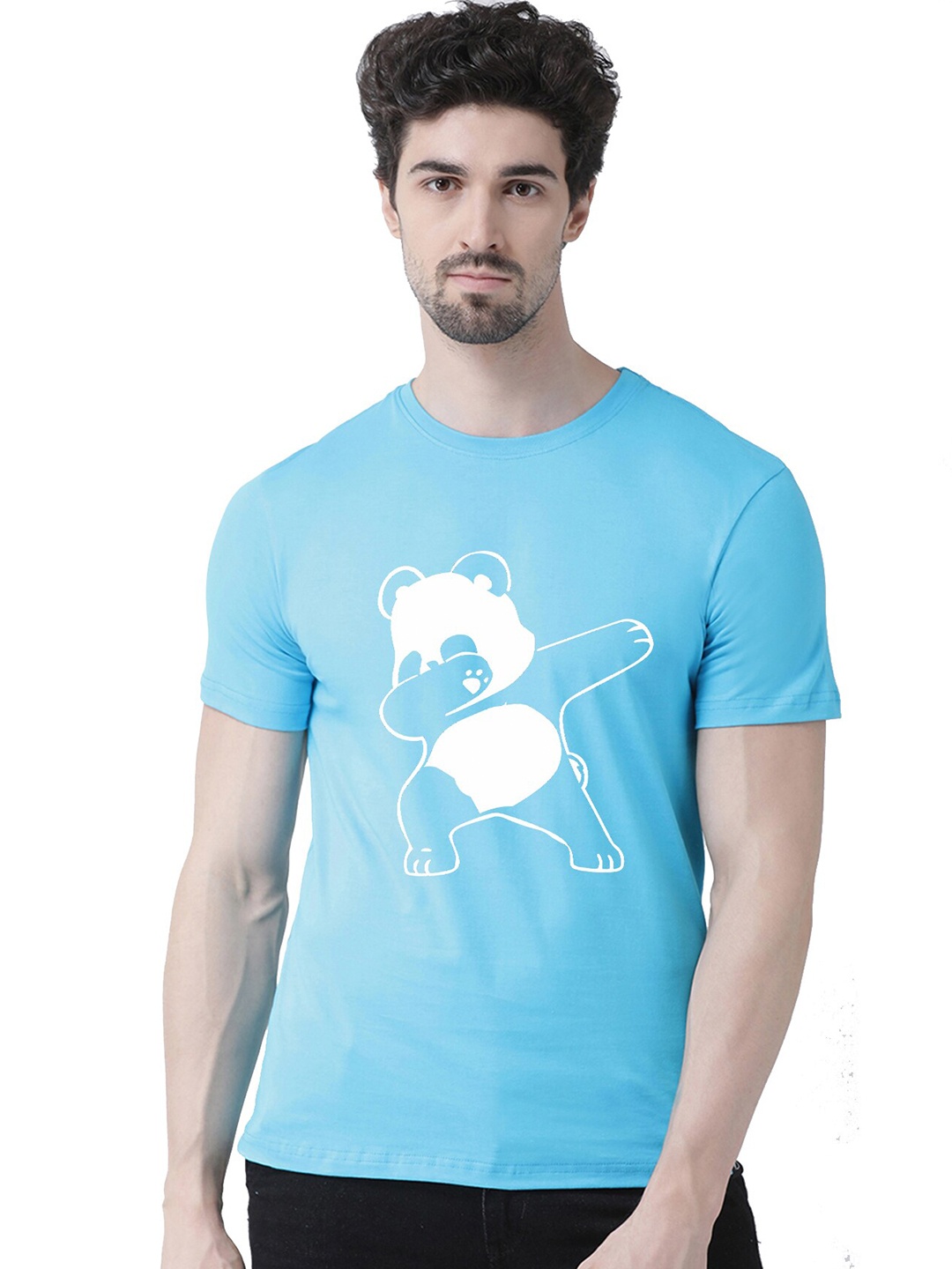 

Friskers Men Turquoise Blue Printed Applique T-shirt