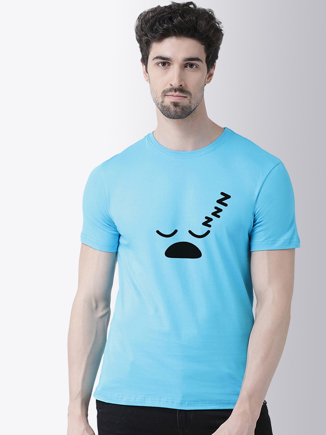 

Friskers Men Turquoise Blue Printed T-shirt