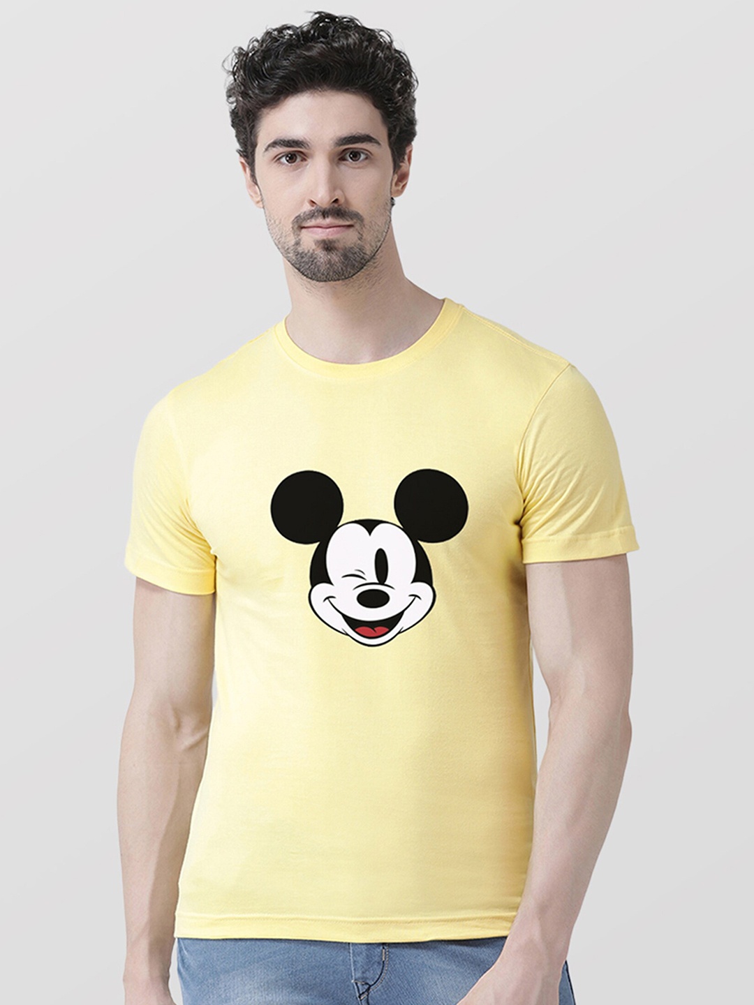 

Friskers Men Yellow Printed Raw Edge T-shirt