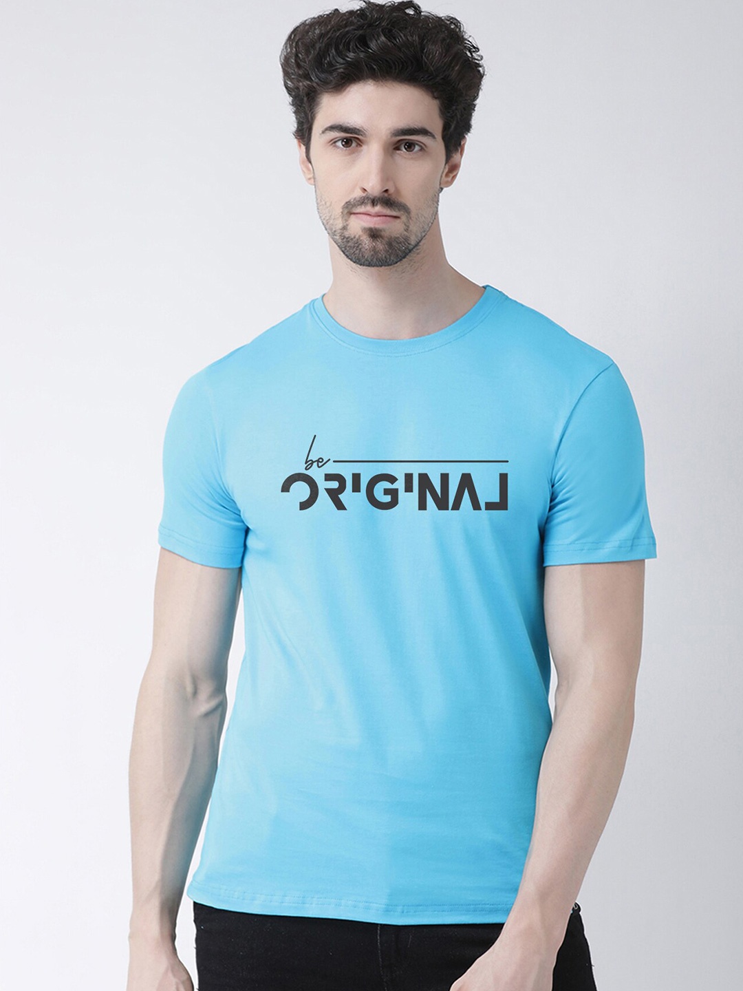 

Friskers Men Turquoise Blue Printed T-shirt