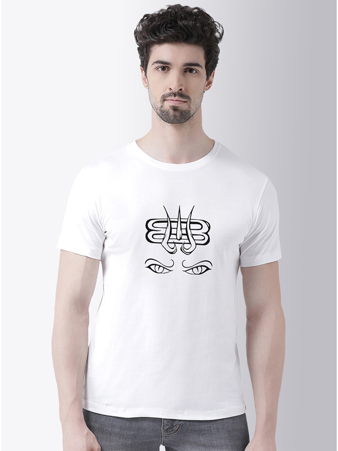 

Friskers Men White Printed Raw Edge T-shirt