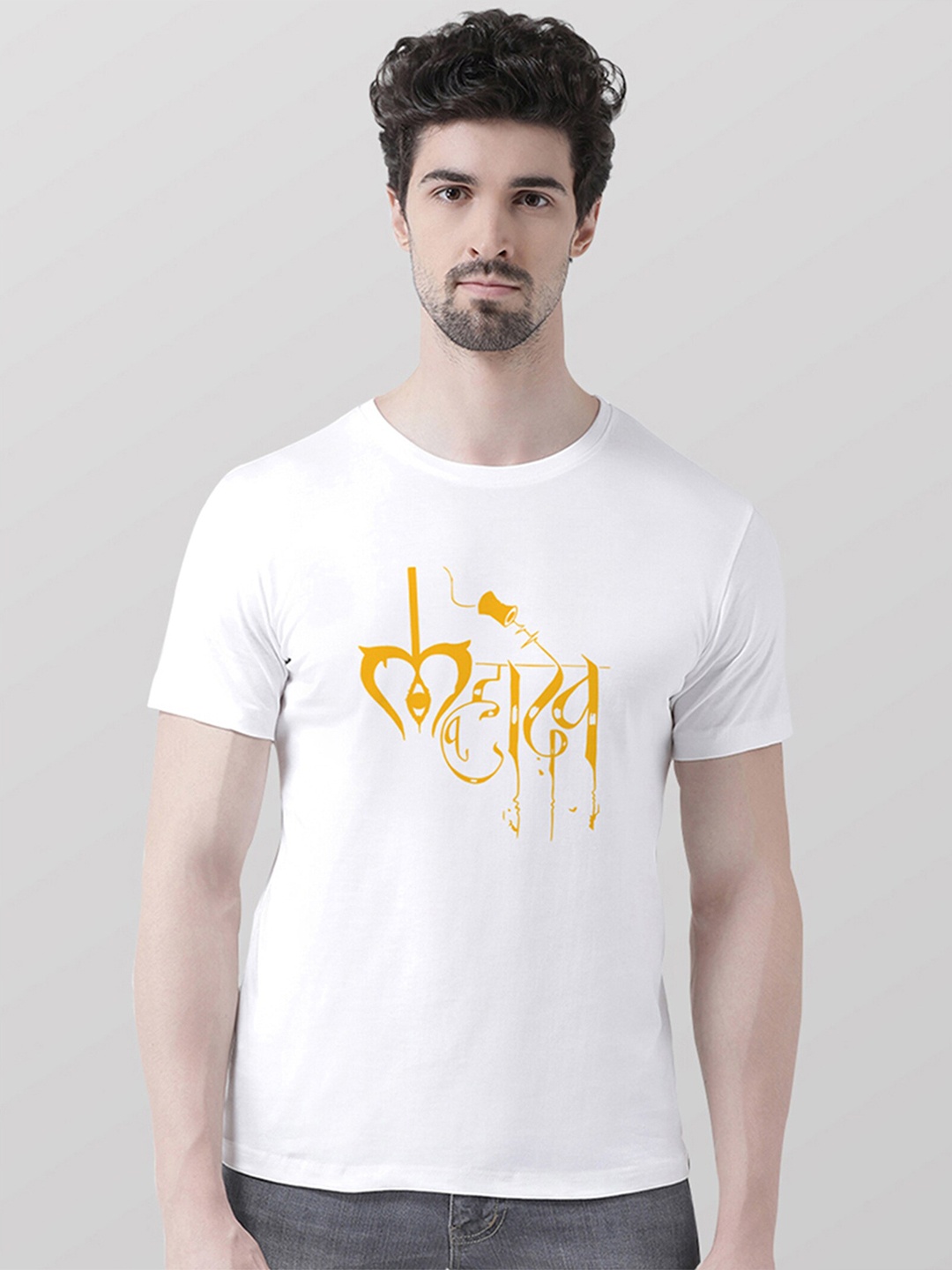 

Friskers Men White Printed Applique T-shirt