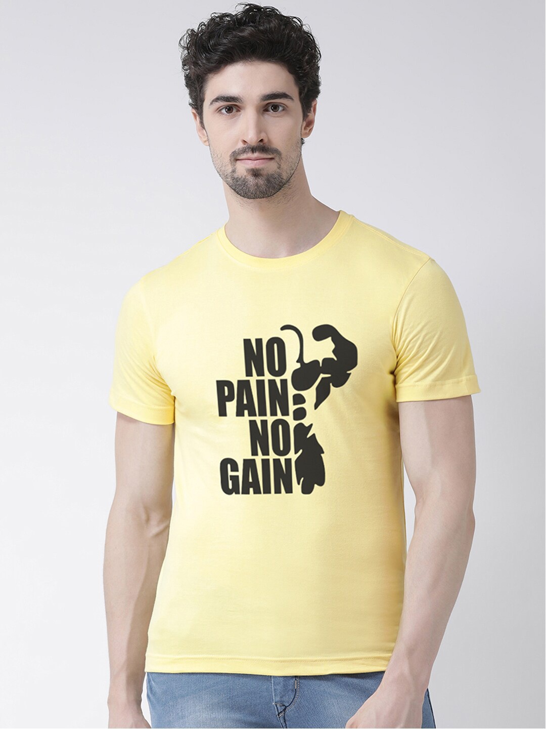 

Friskers Men Yellow Typography Printed Applique T-shirt