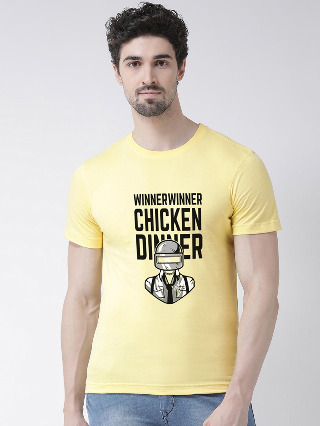 

Friskers Men Yellow Typography Printed Applique T-shirt