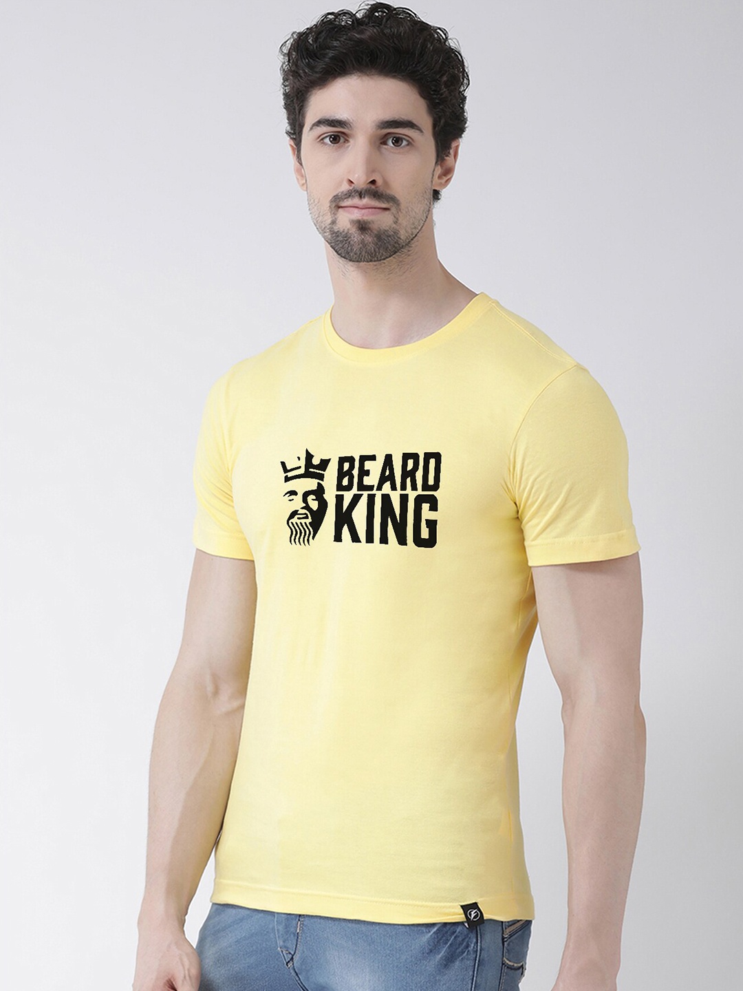 

Friskers Men Yellow Typography Printed Applique T-shirt