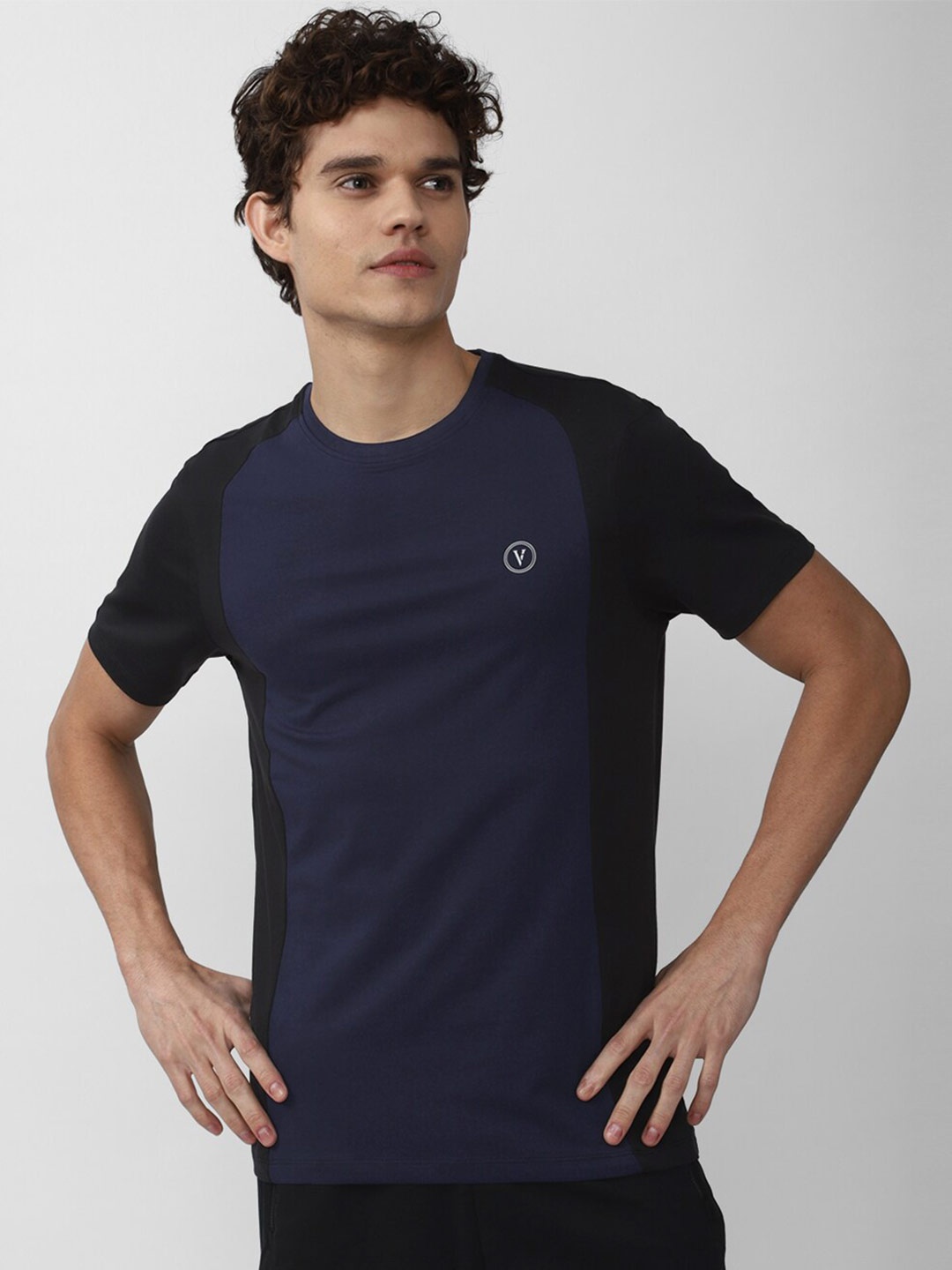 

Van Heusen Men Navy Blue Applique Slim Fit T-shirt
