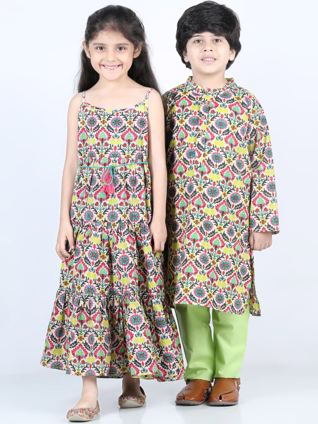 

AWW HUNNIE Boys Multicoloured Printed Pure Cotton Kurti with Pyjamas, Multi