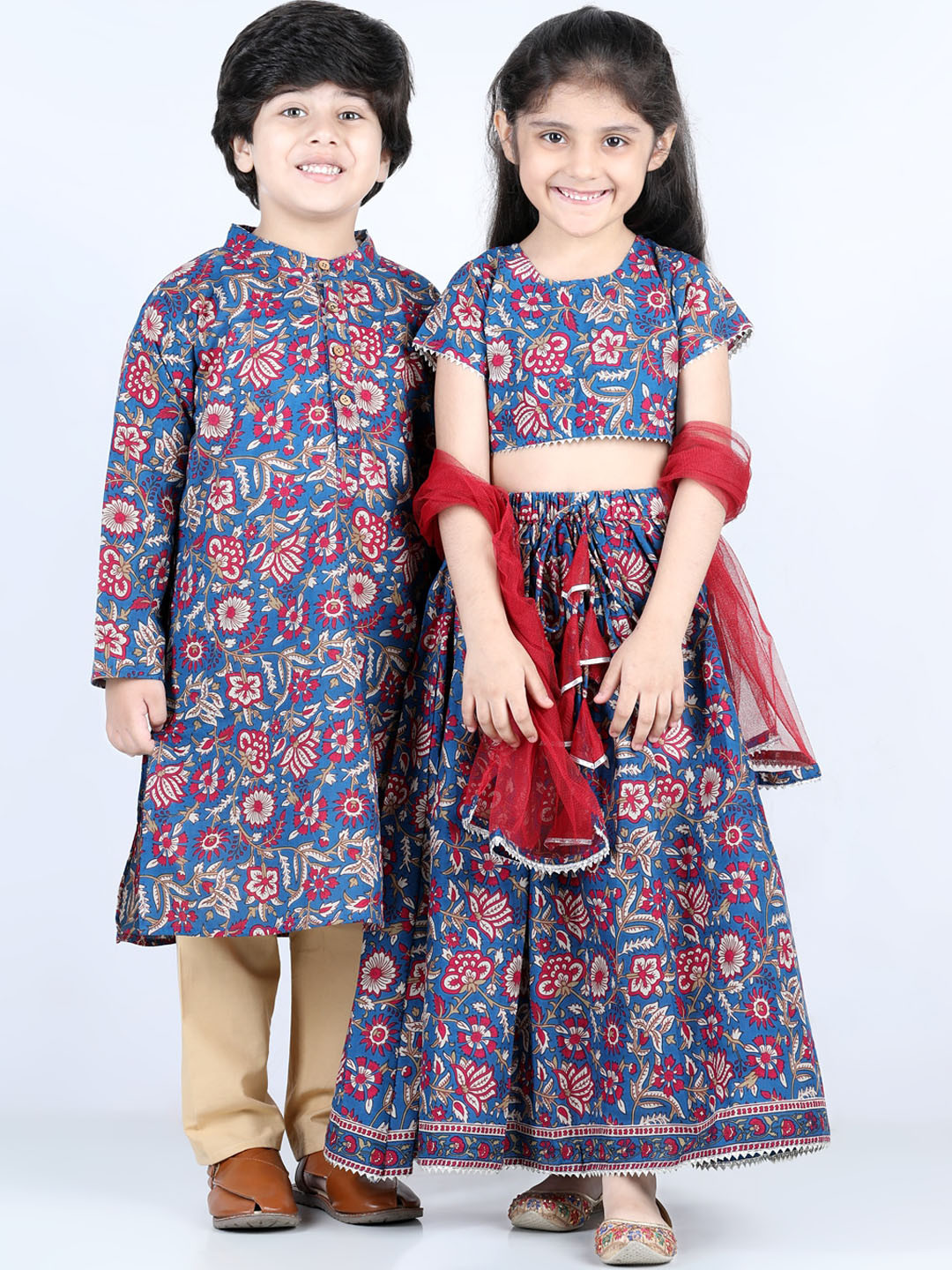 

AWW HUNNIE Boys Mustard Yellow Floral Printed Angrakha Pure Cotton Kurta with Pyjamas