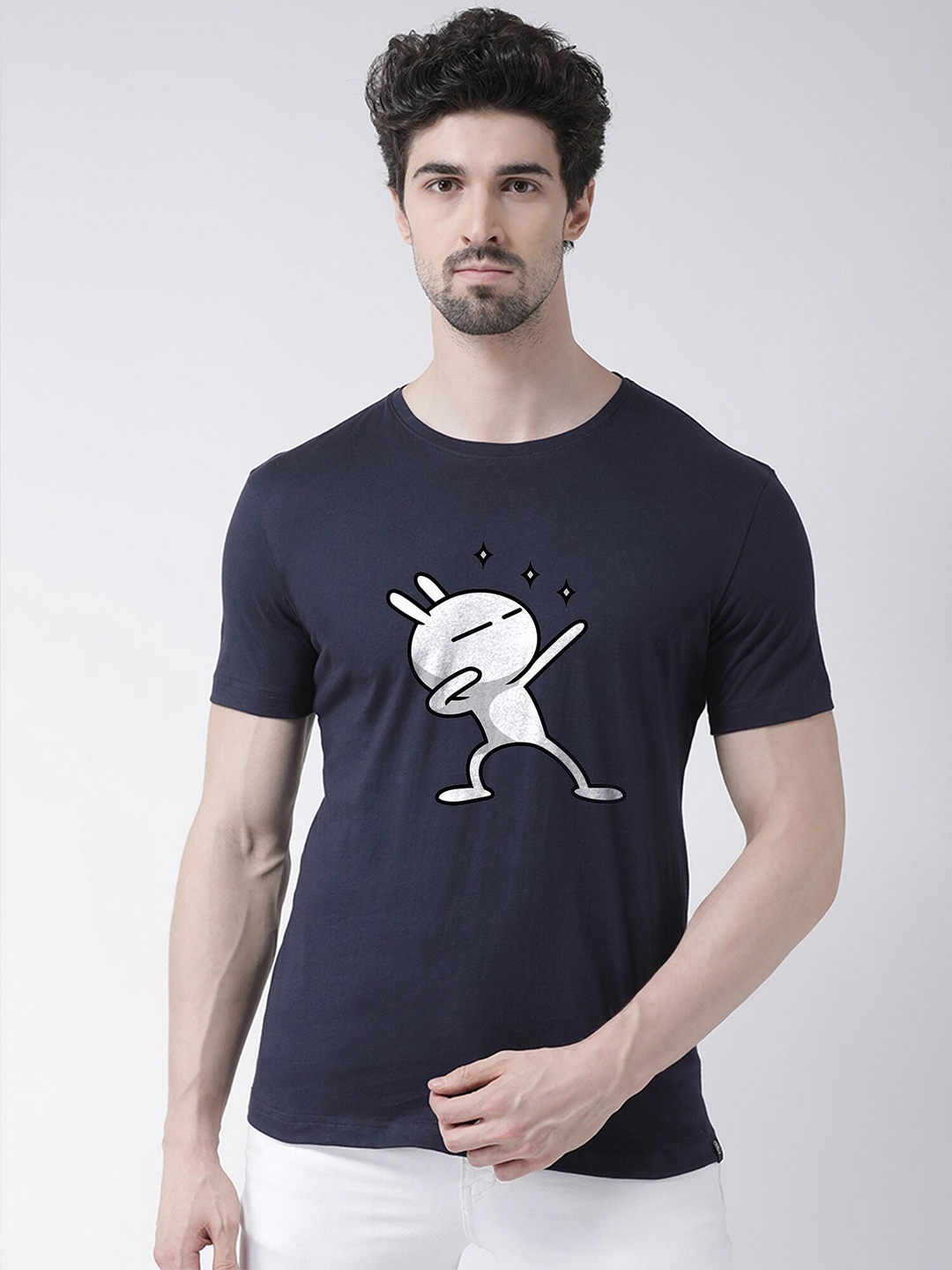 

Friskers Men Navy Blue Printed T-shirt
