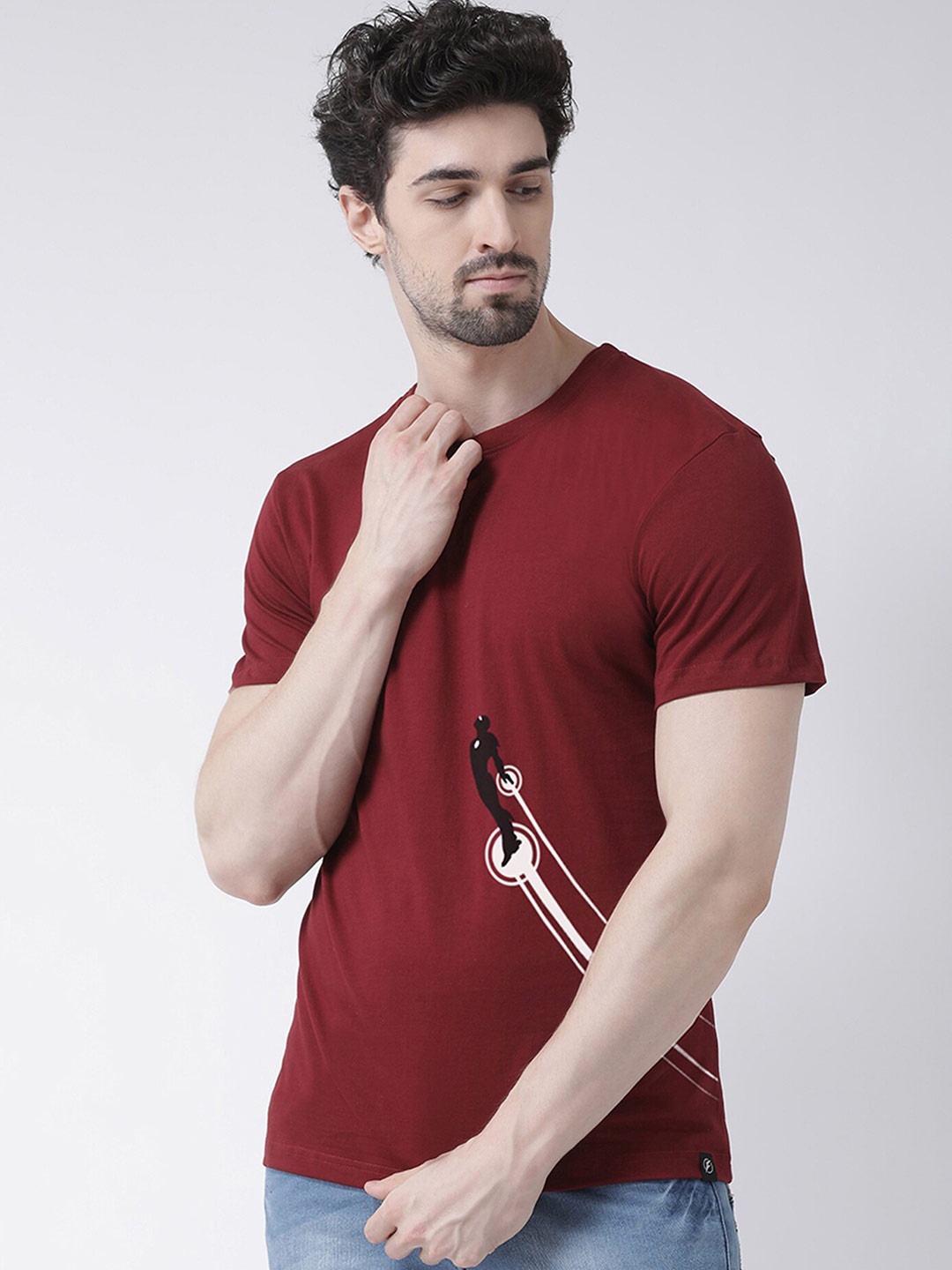 

Friskers Men Maroon Typography Printed V-Neck T-shirt