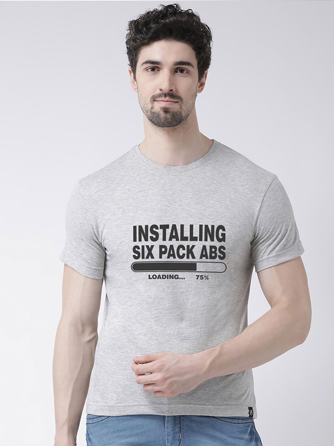 

Friskers Men Grey Typography Printed T-shirt