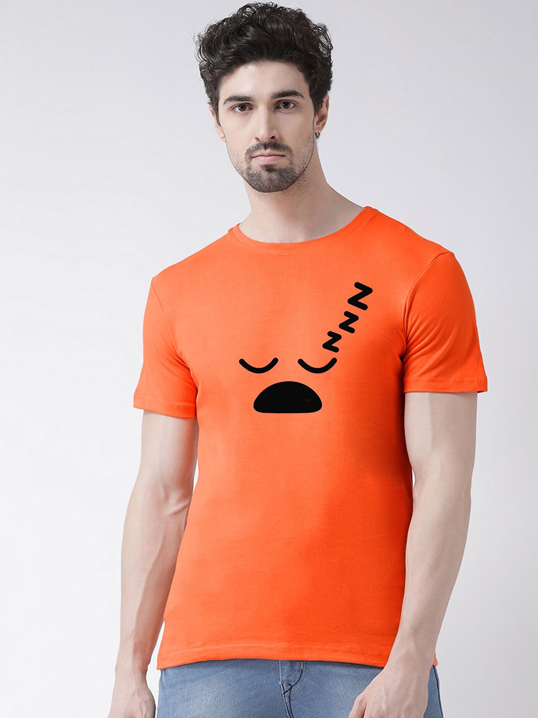 

Friskers Men Orange V-Neck T-shirt