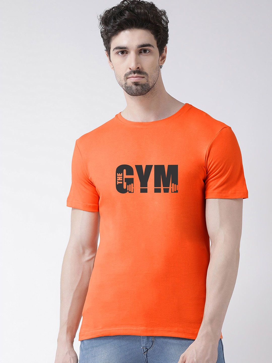 

Friskers Men Orange & coral Typography Printed T-shirt