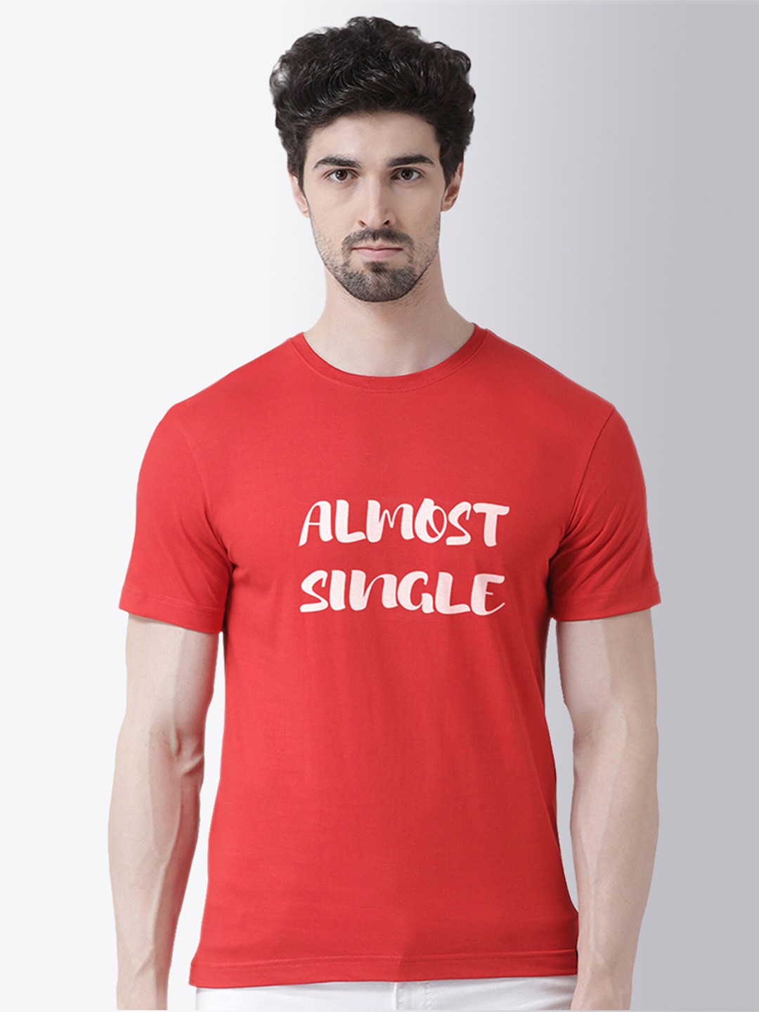 

Friskers Men Red & desire Typography Printed Applique T-shirt
