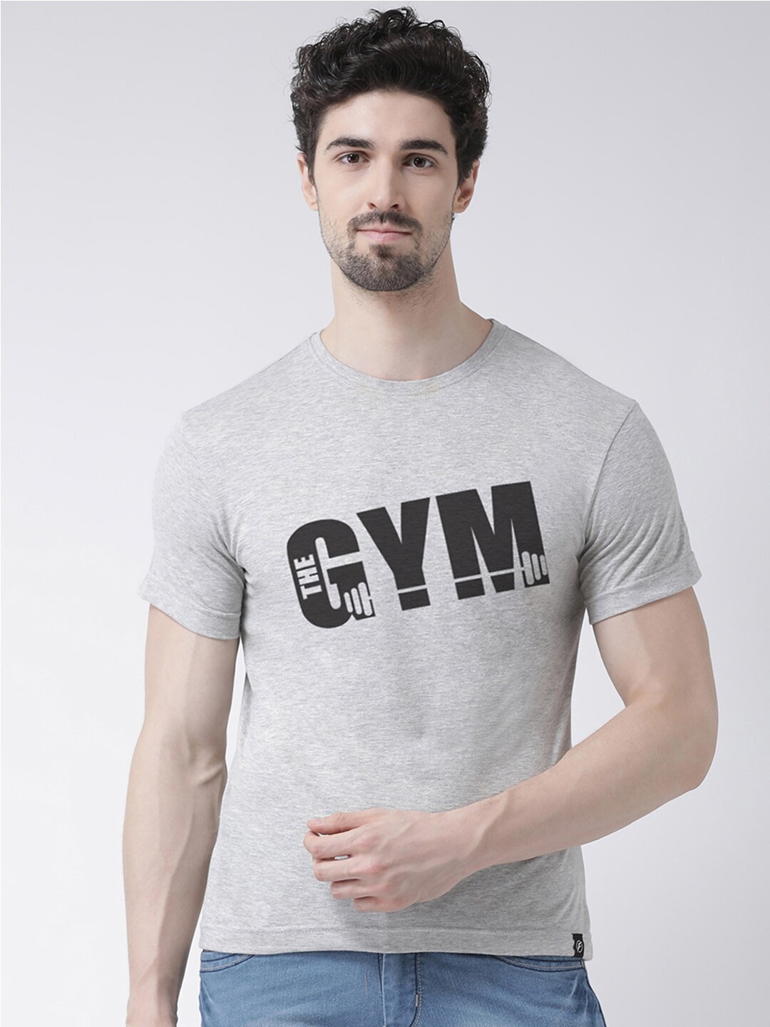

Friskers Men Grey Typography Printed Applique T-shirt