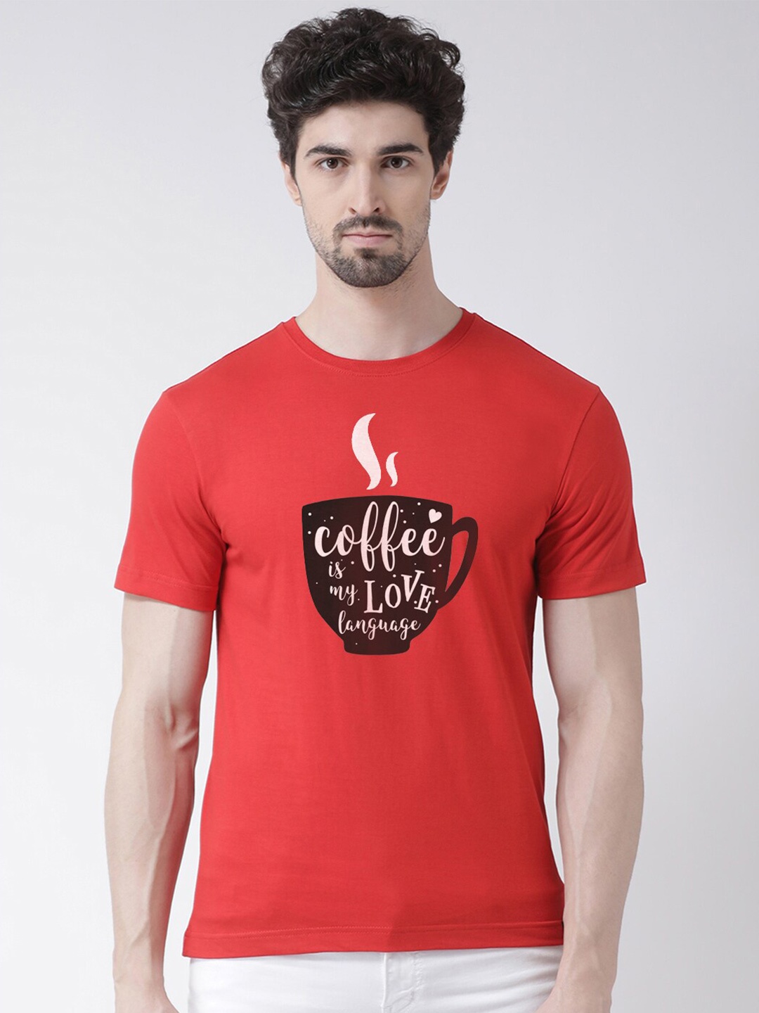 

Friskers Men Red Typography Printed Applique T-shirt