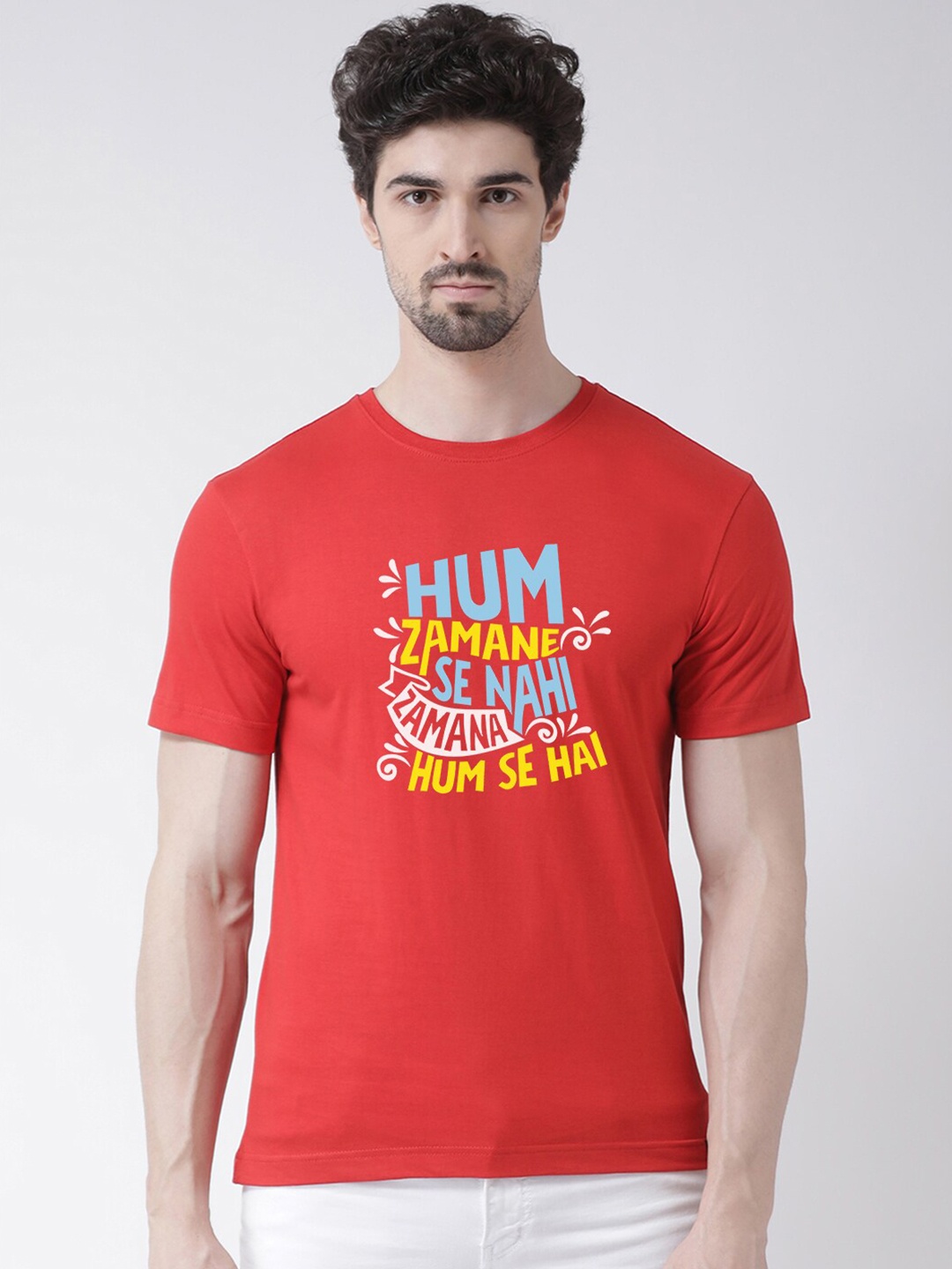 

Friskers Men Red Typography Printed T-shirt