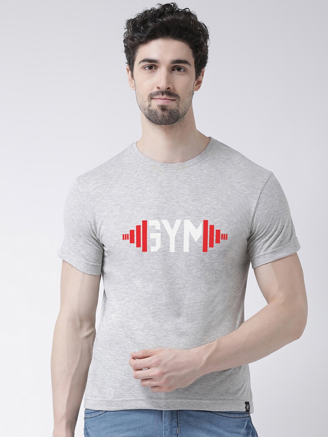 

Friskers Men Grey & plein air Typography Printed Applique T-shirt