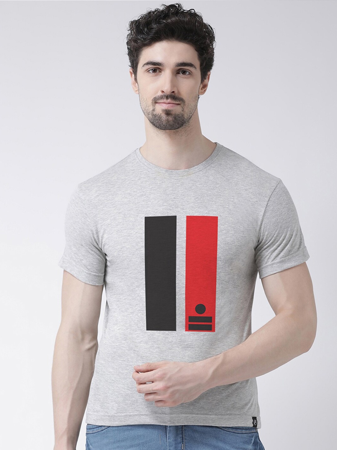

Friskers Men Grey Typography Printed Applique T-shirt