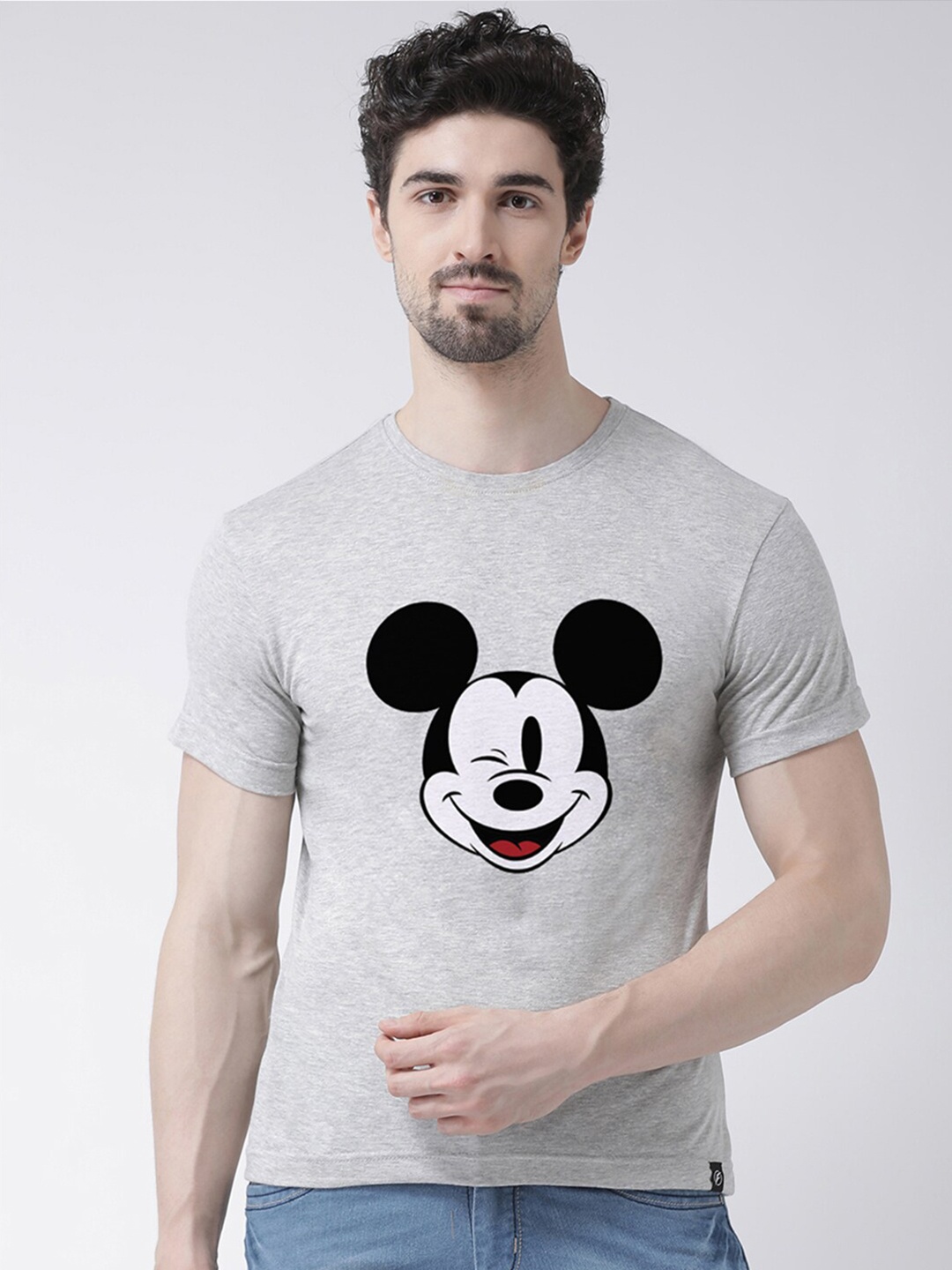 

Friskers Men Grey Printed Monochrome T-shirt