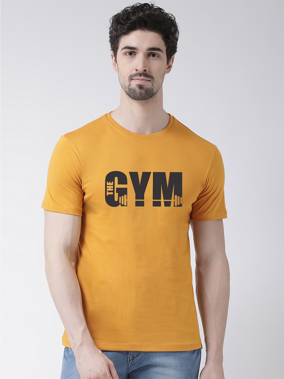 

Friskers Men Gold-Toned V-Neck Applique T-shirt