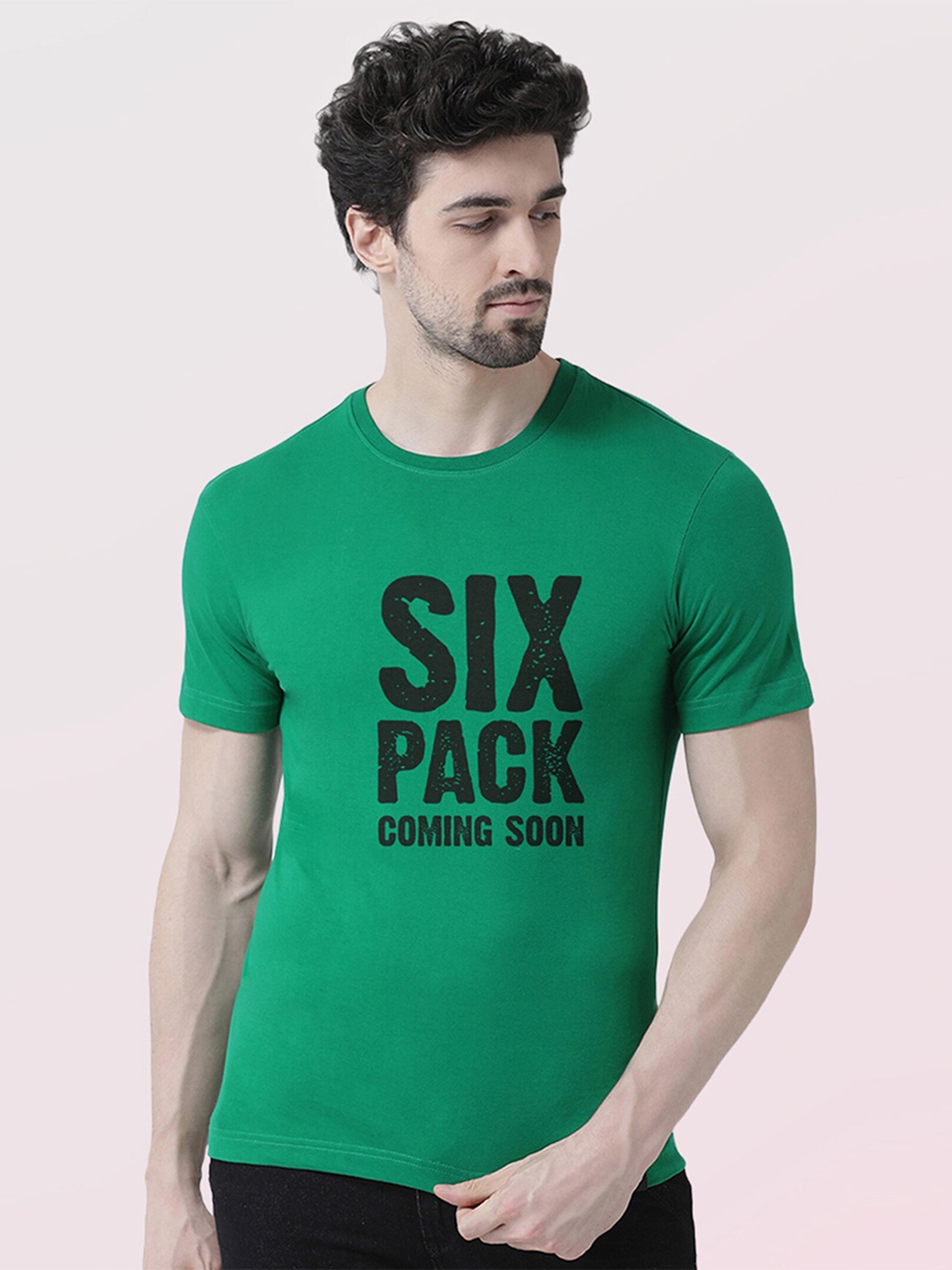 

Friskers Men Green Typography Printed Applique T-shirt