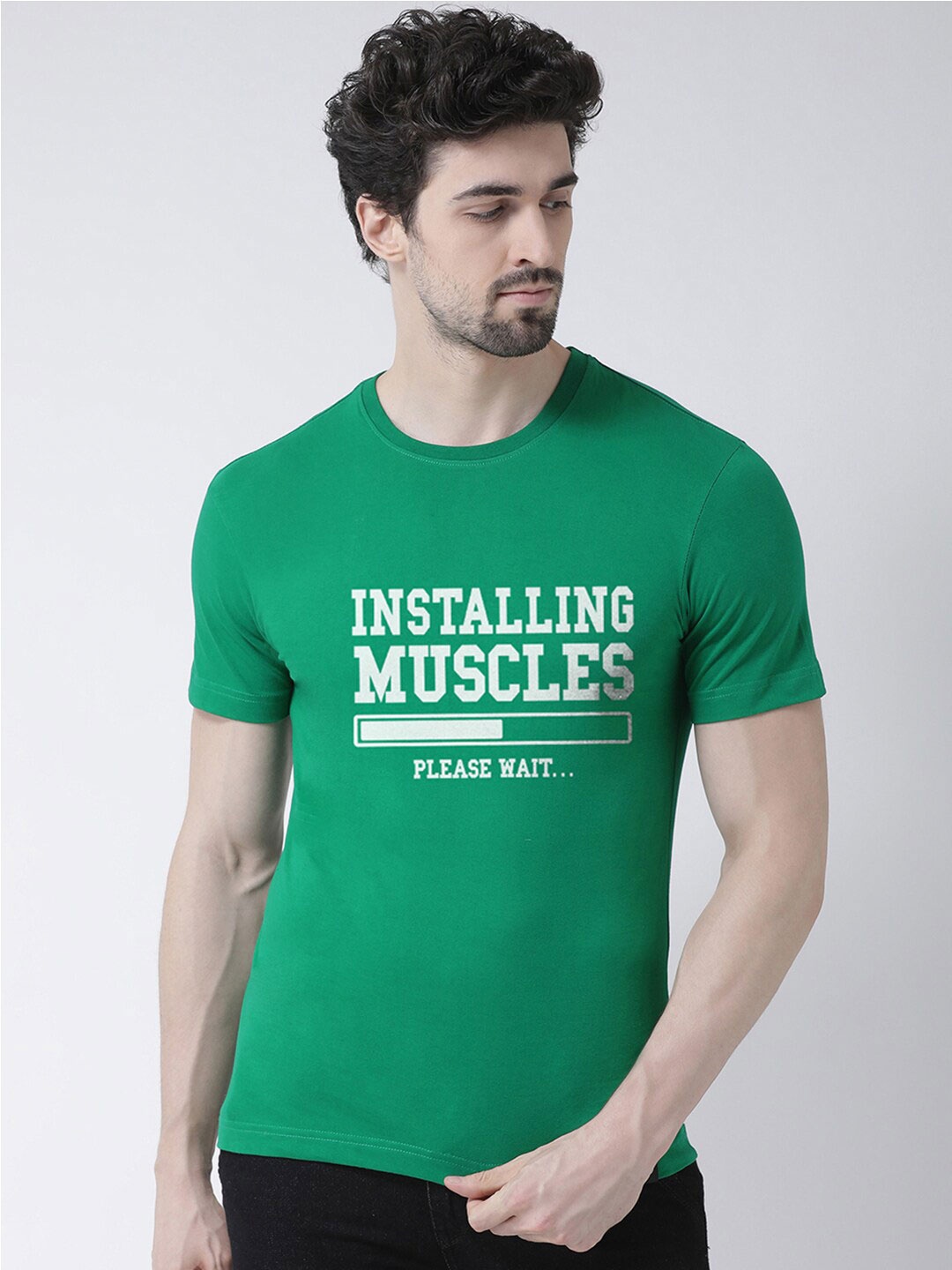 

Friskers Men Green Typography Printed Applique T-shirt