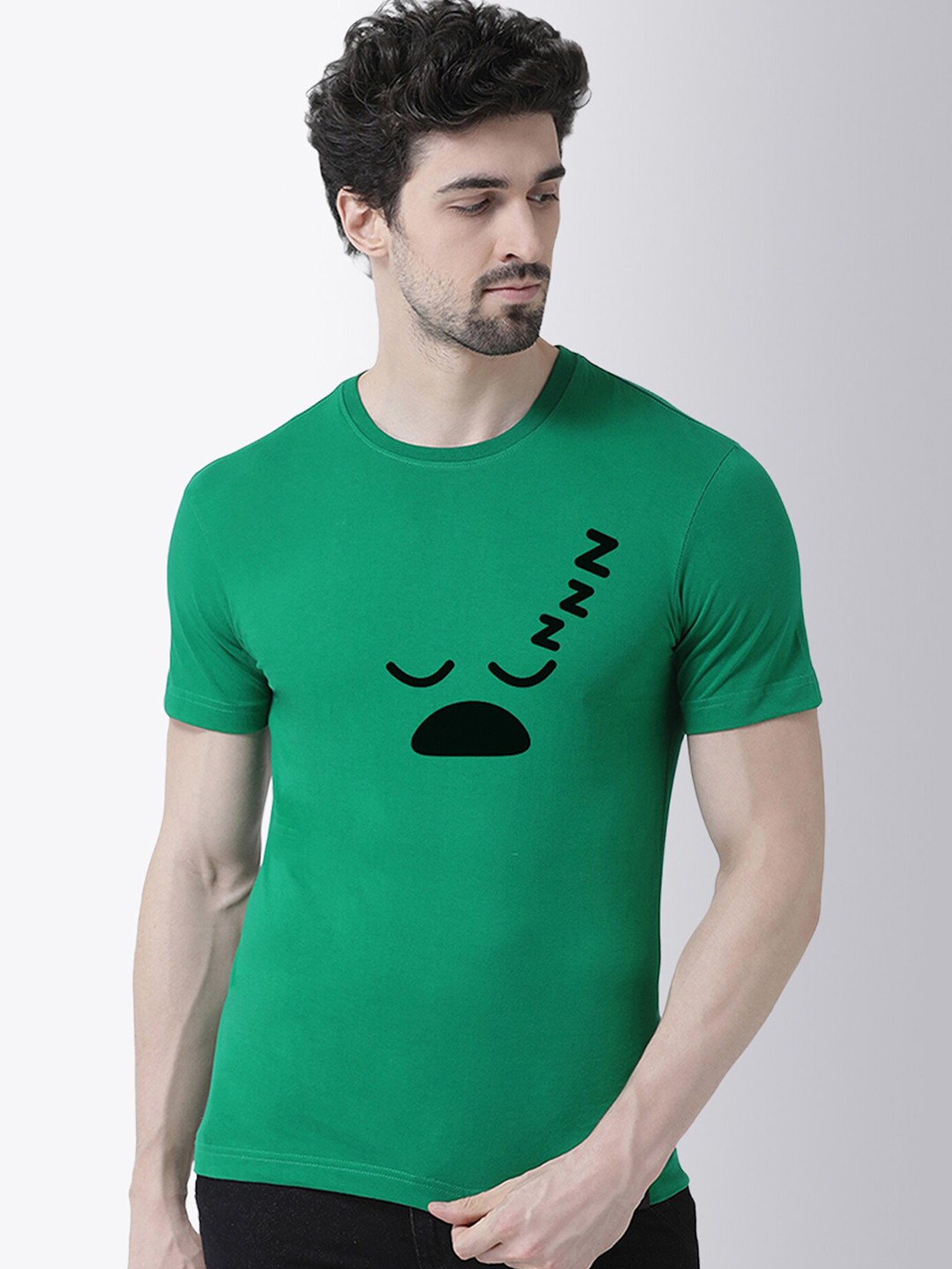 

Friskers Men Green Printed Applique T-shirt