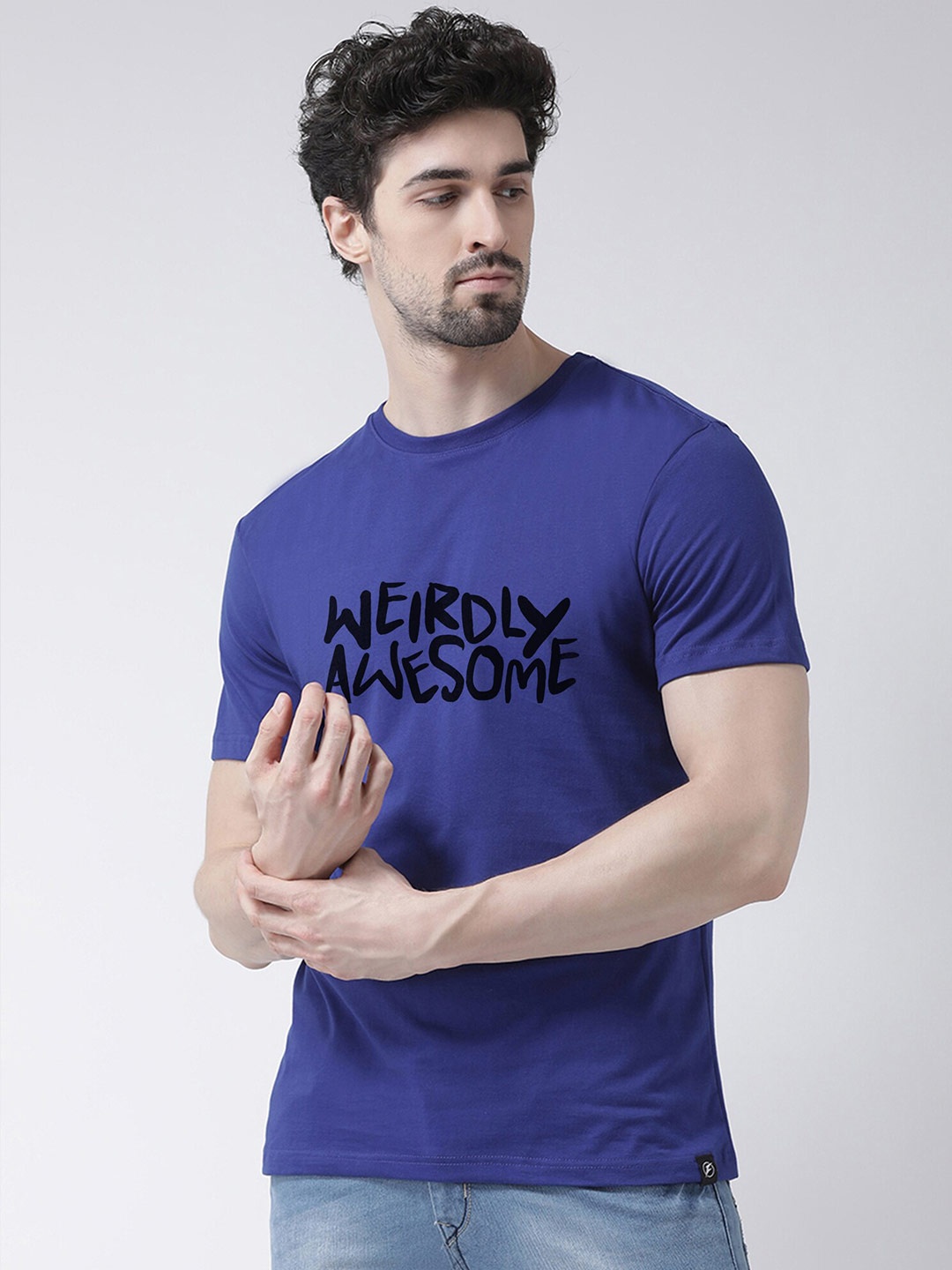 

Friskers Men Blue Printed T-shirt