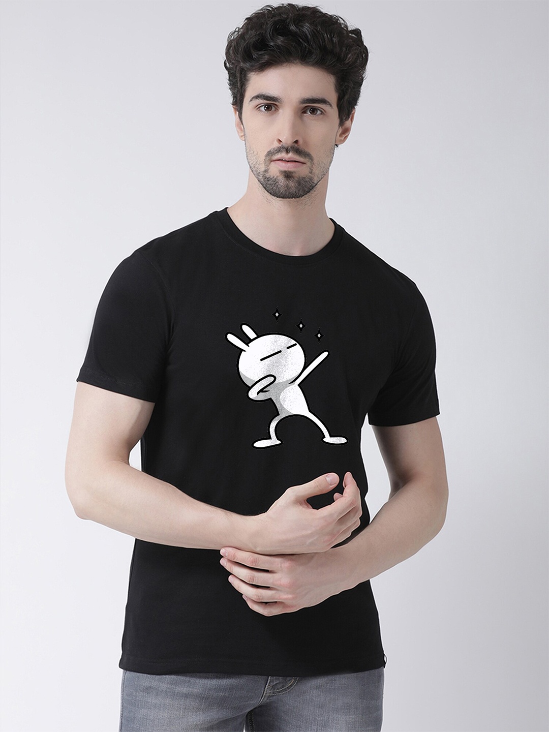 

Friskers Men Black Printed T-shirt