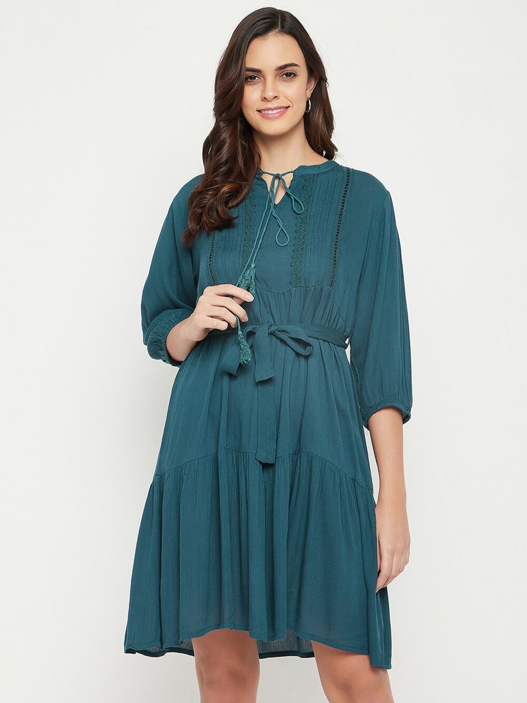 

Clovia Teal & atlantic deep Crepe Dress