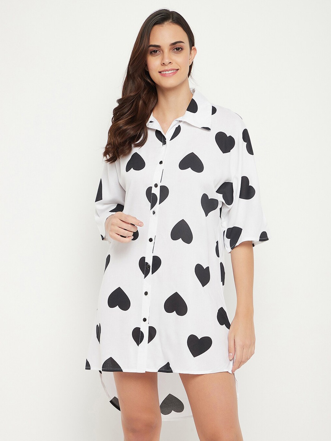 

Clovia White Printed Nightdress