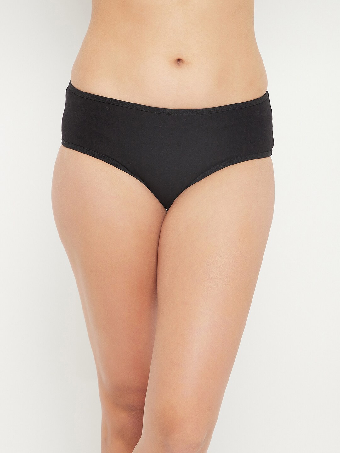 

Clovia Women Black Solid Cotton Hipster Briefs