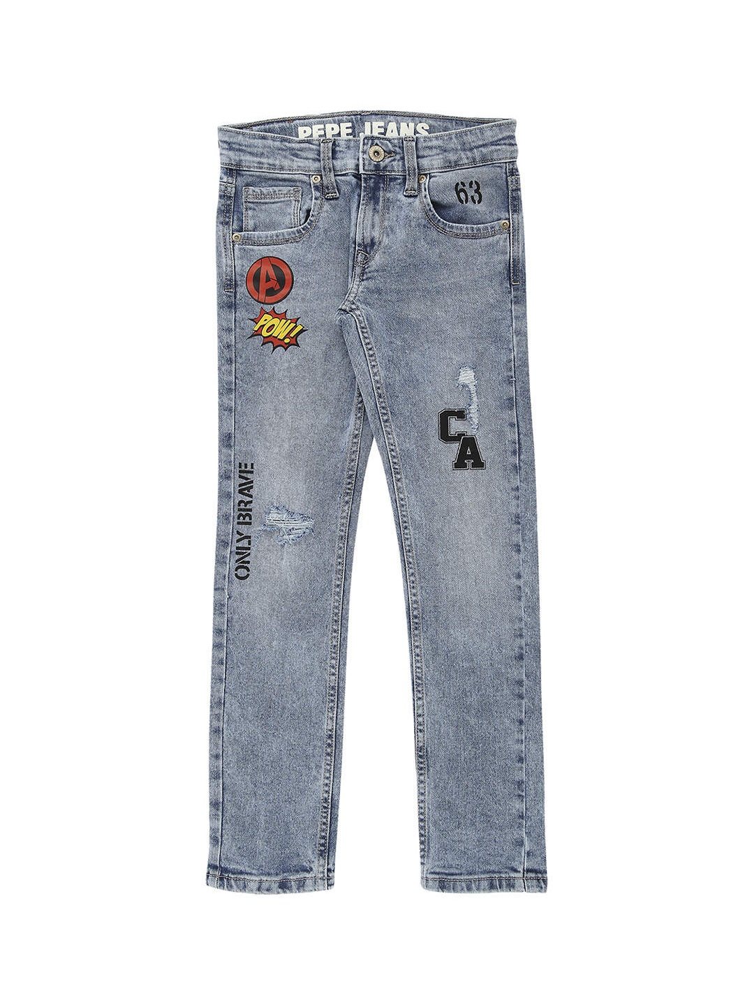 

Pepe Jeans Boys Slim Fit Mildly Distressed Heavy Fade Jeans, Blue