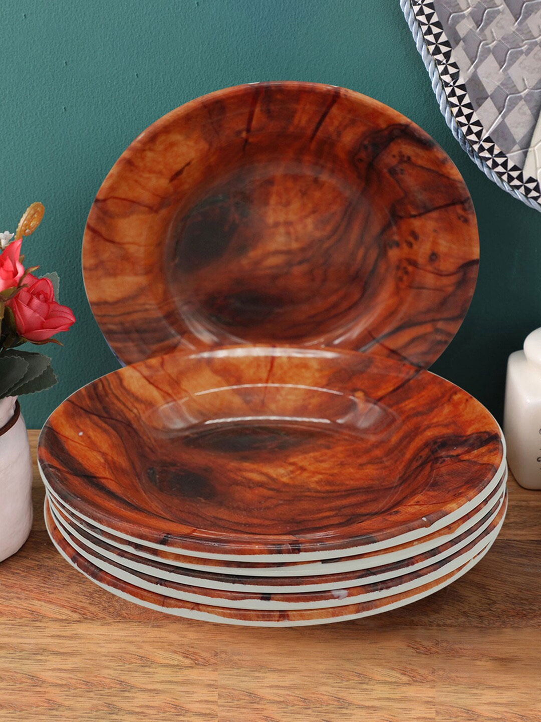 

Gallery99 Orange & 6 Pieces Printed Melamine Matte Plates