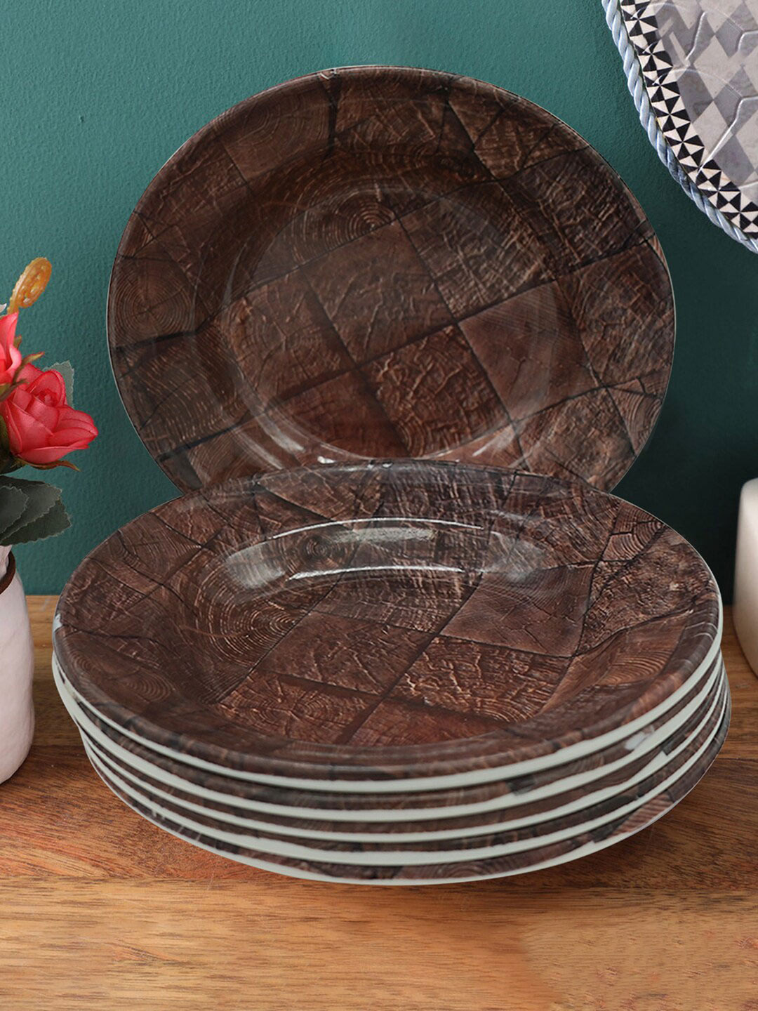 

Gallery99 Brown & 6 Pieces Printed Melamine Matte Plates