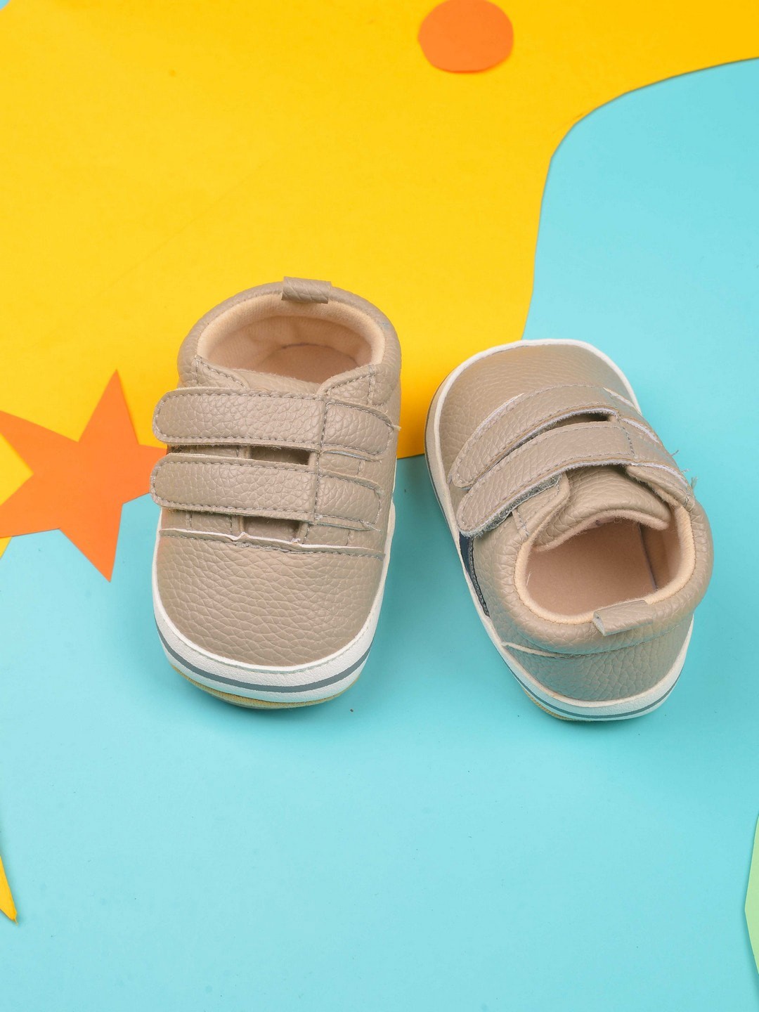 

POPLINS Kids Tan Brown Cotton Booties