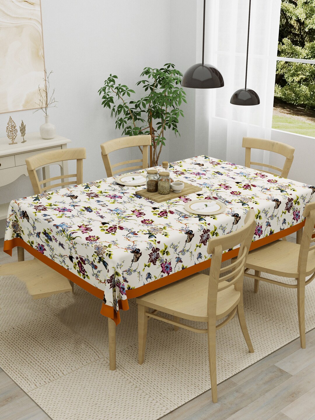 

Clasiko White & Brown Printed 4 Seater Pure Cotton Table Covers