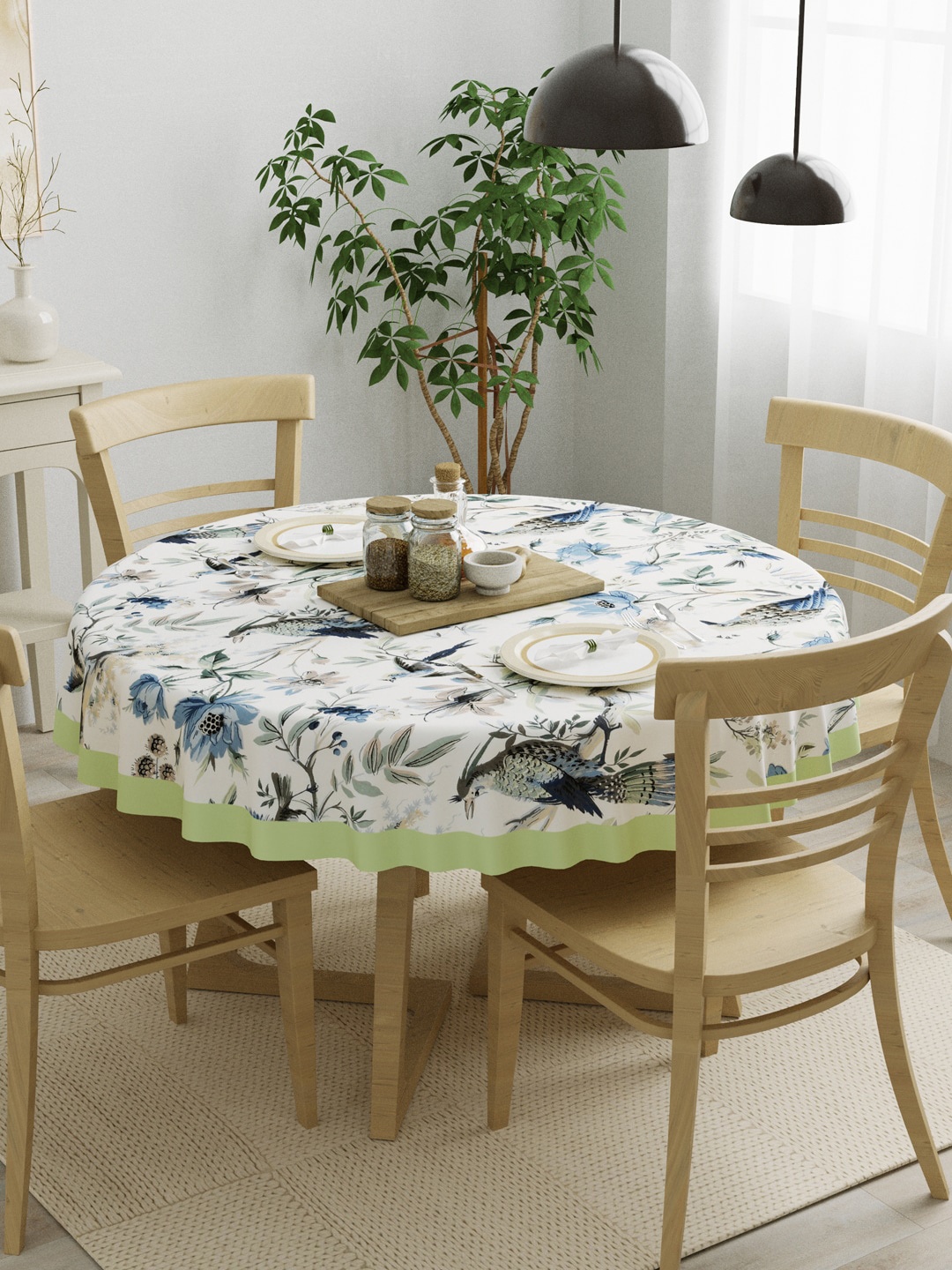 

Clasiko Blue Floral Printed Pure Cotton 6-Seater Dining Table Cover