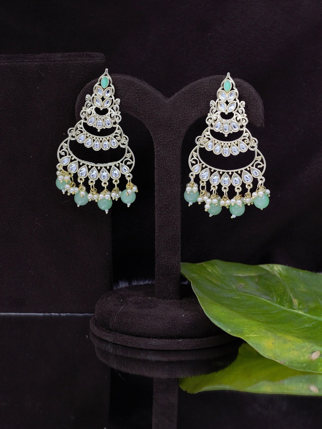 

SAIYONI Green Contemporary Chandbalis Earrings