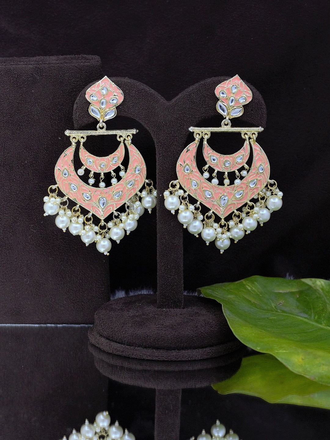 

SAIYONI Peach-Coloured Contemporary Drop Earrings