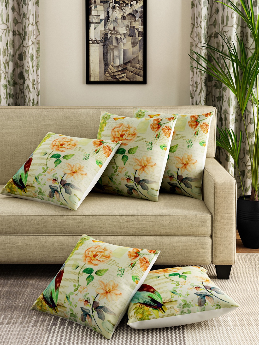 

Swayam Cream-Coloured Set of 5 16" x 16" Square Cushion Covers