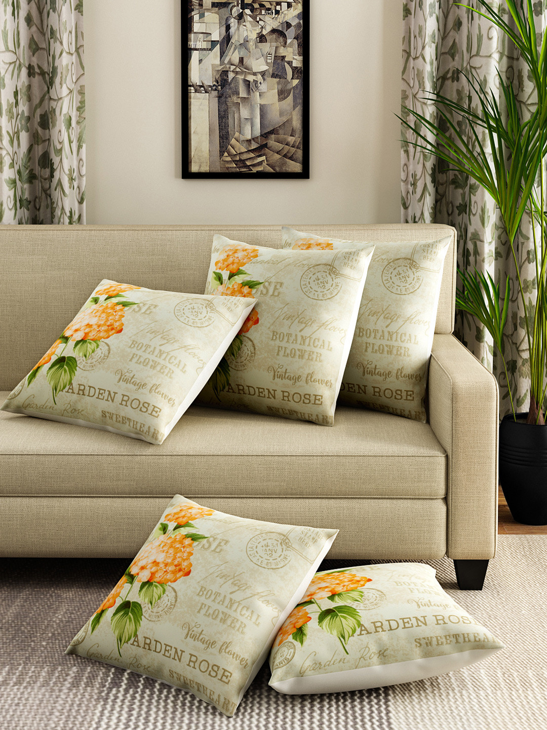 

Swayam Cream-Coloured Set of 5 16" x 16" Square Cushion Covers